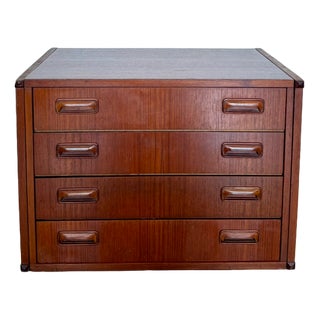 Vintage Teak Storage Box with 4 Drawers, 1960s For Sale