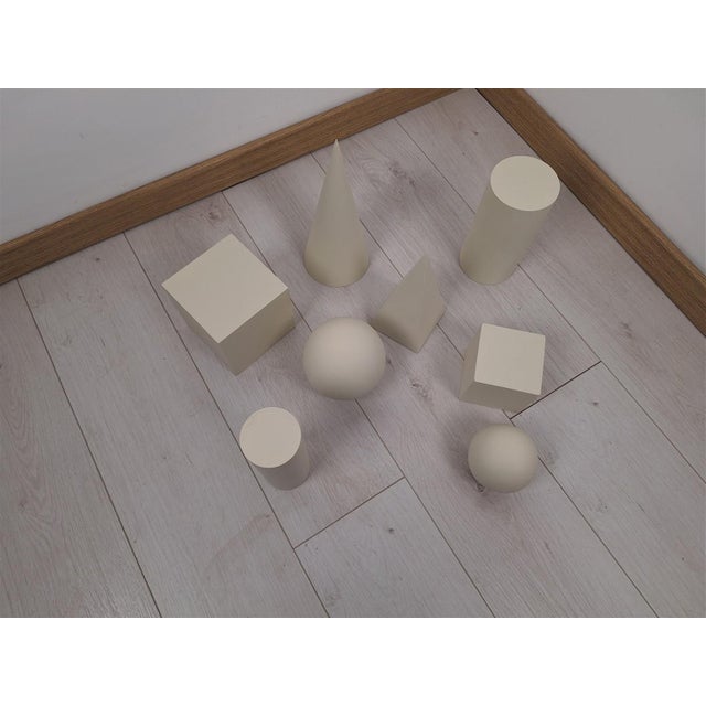Ivory Wooden Geometric-Shape Ornaments in Ivory Lacquer from Molteni, 1990s, Set of 8 For Sale - Image 8 of 16