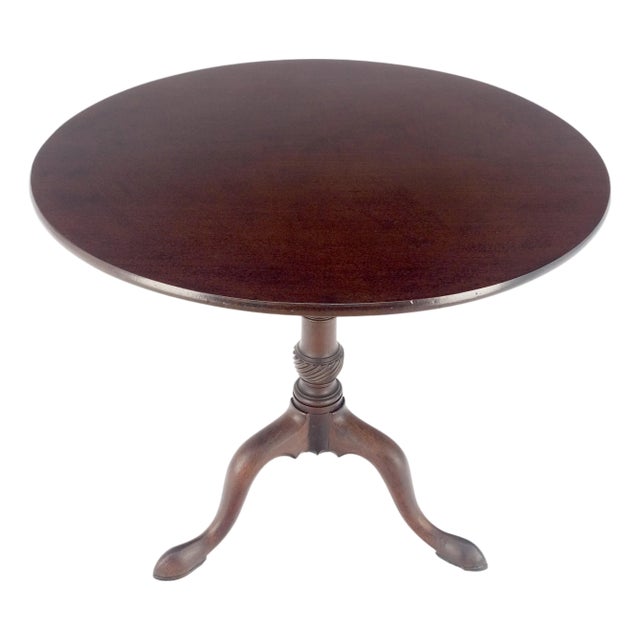 Georgian Style Carved Mahogany Tripod Base Tilt Top Carved Lamp Breakfast Table For Sale