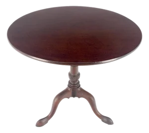 Georgian Style Carved Mahogany Tripod Base Tilt Top Carved Lamp Breakfast Table