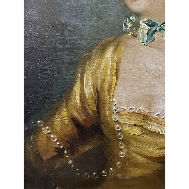 Lady with Scarf and Pearl Necklace, 20th Century, Painting, Framed For Sale - Image 3 of 8