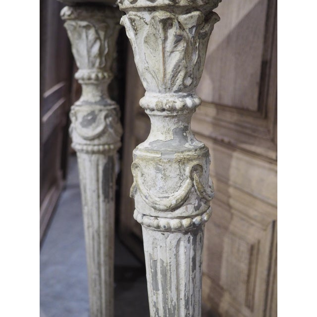 Antique French Painted Louis XVI Style Console Table With Marble Top For Sale - Image 12 of 18