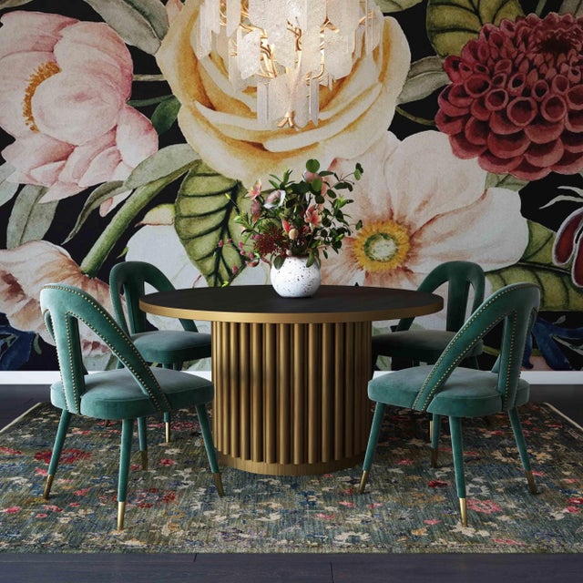 Wood Petra Forest Green Velvet Side Chair For Sale - Image 7 of 8