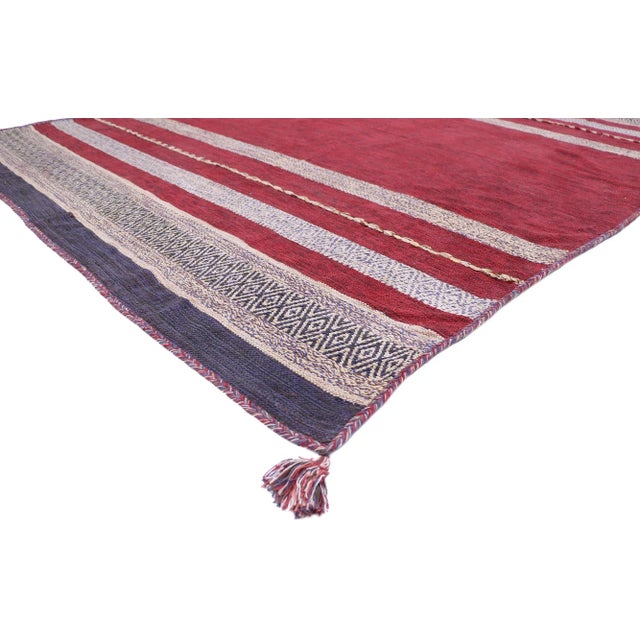 Vintage Berber Moroccan Kilim Rug with Nautical Style 07'05 x 09'05. With its bold expressive design, incredible detail...