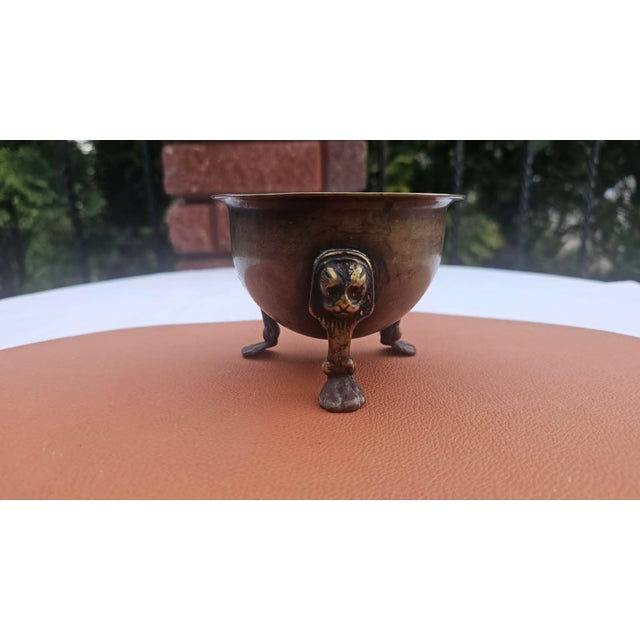 Metal 9th Century English Brass Bowl with Lion Mask and Paw Feet, 1890s For Sale - Image 7 of 7