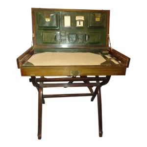 Late 19th Century Victorian Walnut Campaign Travelling Salesman Desk