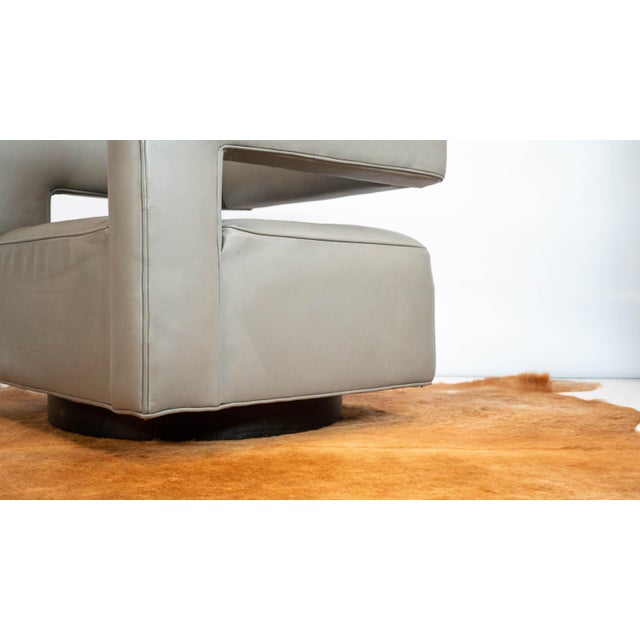 Restoration Hardware Restoration Hardware Drew Leather Swivel Chair For Sale - Image 4 of 16