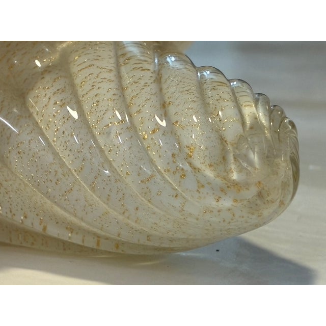 Pink Mid-Century Murano Pink & Gold Aventurine Bullicante Glass Conch Shell Dish For Sale - Image 8 of 8