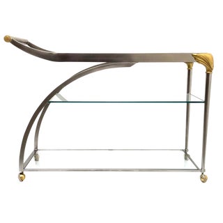 20th Century Hollywood Regency Steamline Bar Cart For Sale