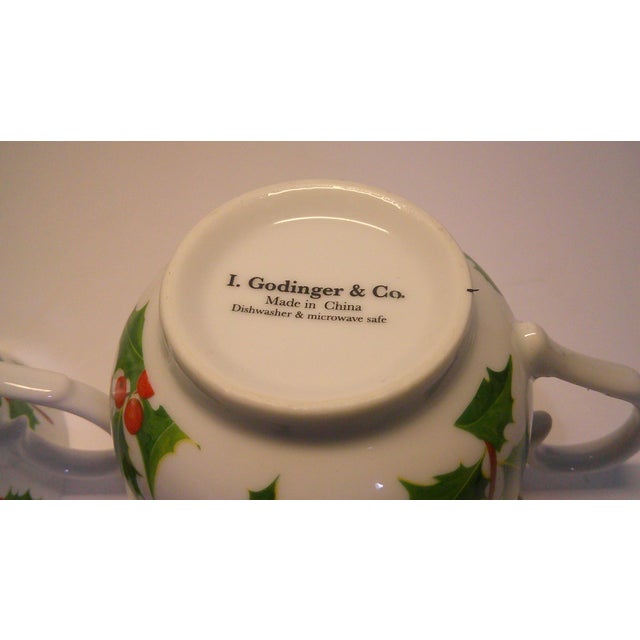 Vintage I. Godinger & Co Holly Berry Christmas Cup and Saucer - 4 pcs For Sale - Image 10 of 11
