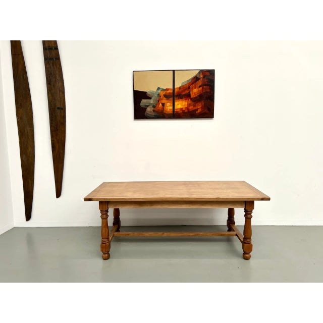 Oak and Cherry Table, 1970s For Sale - Image 12 of 18