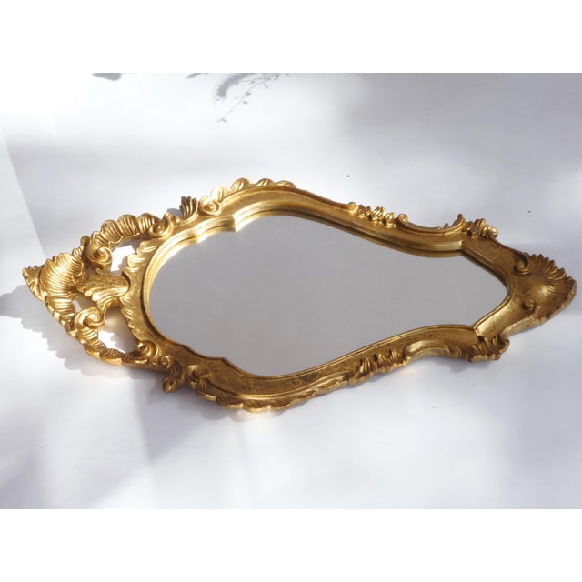 Gold Vintage Gold French Baroque Mirror, 1960s For Sale - Image 8 of 9