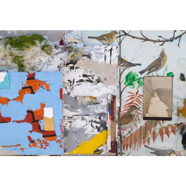 Blue Contemporary Abstract Mixed-Media Assemblage with Mirror on Monumental Canvas by Michael Pauker, Framed For Sale - Image 8 of 12