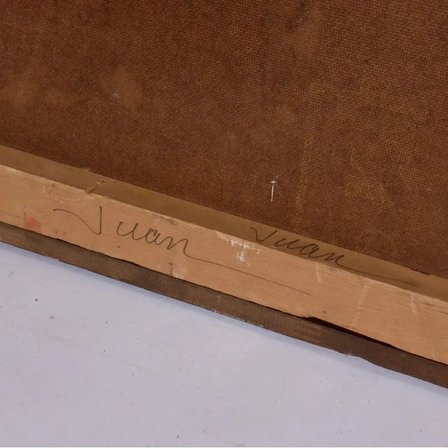 1960s Coral Blue and White Abstract Expressionist Painting Signed Juan For Sale - Image 5 of 9