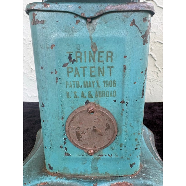 Early 20th Century Antique 1906 Triner “Perfection” Family Kitchen Scale in Original Aqua Paint For Sale - Image 5 of 12