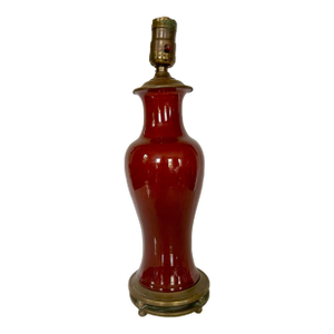 Antique Chinese Oxblood Vase Lamp – Sang De Boeuf Glaze, Brass Base