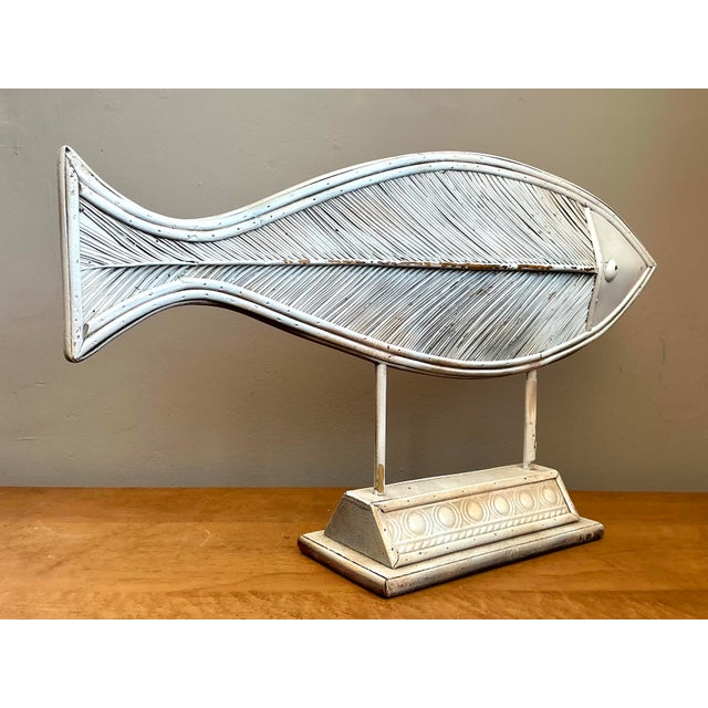 Vintage Washed Pencil Reed Fish Sculpture For Sale - Image 10 of 12