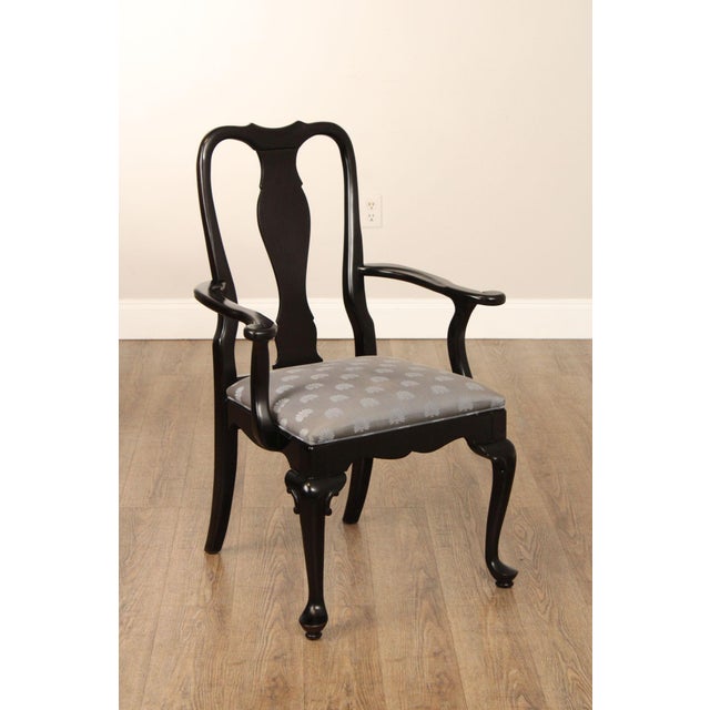 Queen Anne Century Furniture Ebonized Set of Six Queen Anne Style Dining Chairs For Sale - Image 3 of 18