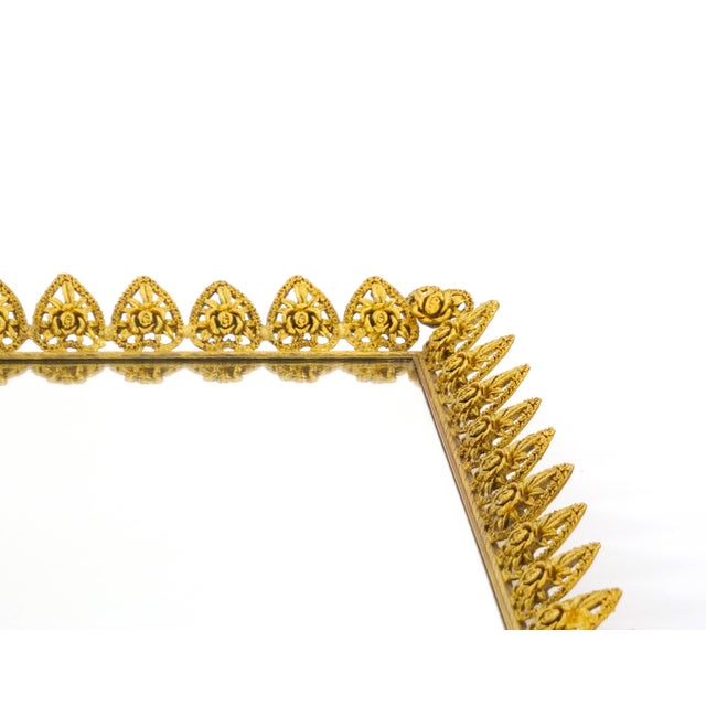 Large North American Gilt-Metal & Mirrored Vanity / Serving Tray, 1970s For Sale - Image 4 of 11