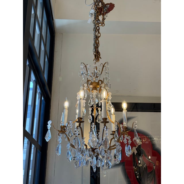 In the Style of Dennis & Leen Golden Crystal Chandelier For Sale - Image 12 of 12