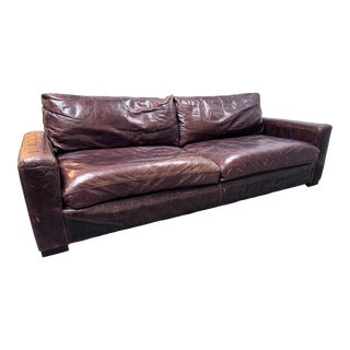 Restoration Hardware Leather Maxwell Sofa For Sale