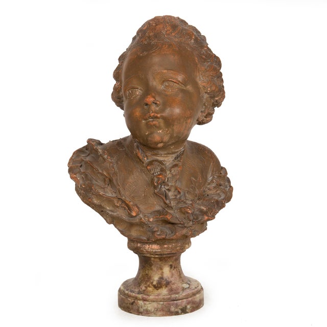 French Antique Terracotta Bust of Compte D’Artois by Fernand Cianciani For Sale - Image 4 of 18