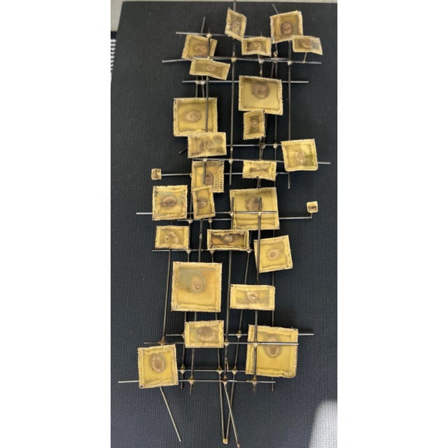 Mid-Century Brutalist Brass Paneled Wall Sculpture in the Style of Williem Degroot For Sale In Houston - Image 6 of 6