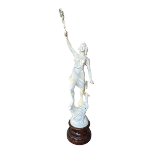 Antique Victorian Cast Metal 29" Figural Statue Sculpture of a Maiden