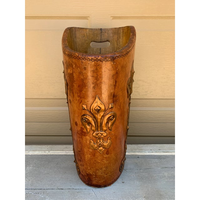 Rustic European 19th-Century French Leather-Wrapped Grain Bin or Umbrella Stand For Sale - Image 3 of 11
