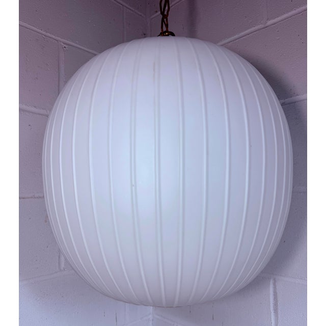 Vintage Mid-Century Modern Bologna Pendant Lamp Aloys F Gangkofner Sphere Opaline Glass 1954 For Sale - Image 12 of 14
