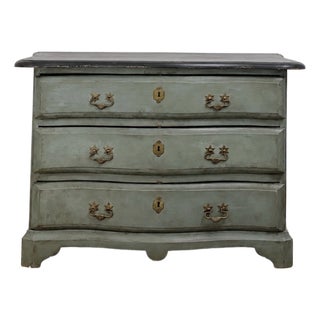 18th Century Swedish Gustavian Painted Chest of Drawers With Original Blue-Green Paint For Sale