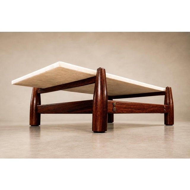 1950s Architectural Brazilian Modern Coffee Table in Rosewood and Marble, Cimo, 1950s For Sale - Image 5 of 18