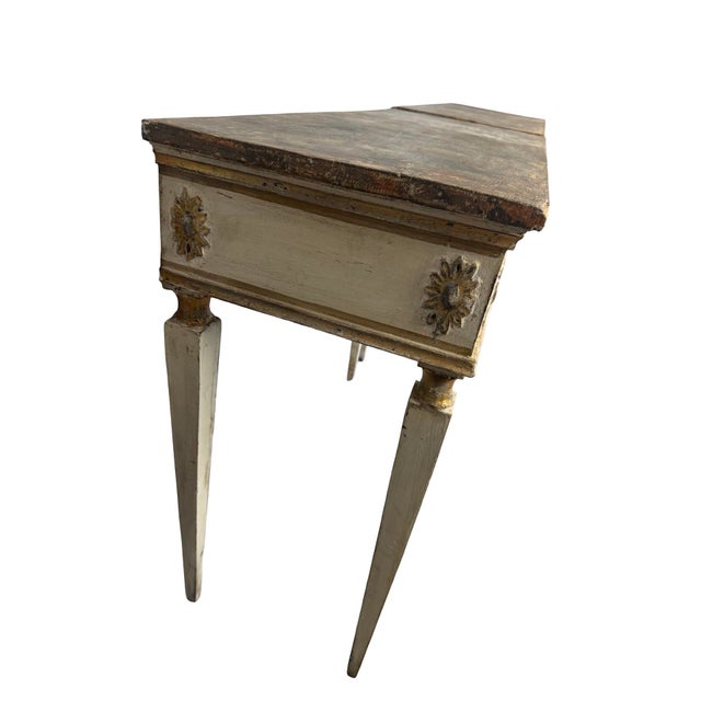Pair of 1920s Italian Neoclassical Painted and Parcel-Gilt Console Tables Faux Marble For Sale In Boston - Image 6 of 10