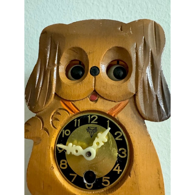 Brown Vintage Mi-Ken Puppy Dog Clock With Moving Eyes For Sale - Image 8 of 8