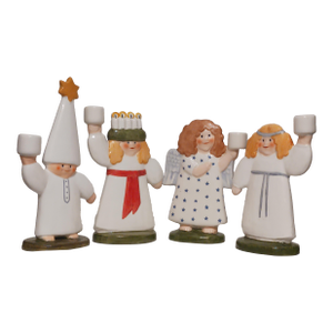 Vintage 1987 Lisa Larson for Goebel Holiday Lucia Parade Candle Holder Figurines - Set of 4
