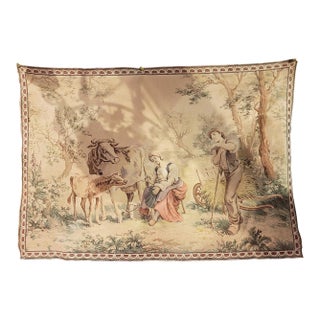 1960s French Country Scene Tapestry For Sale