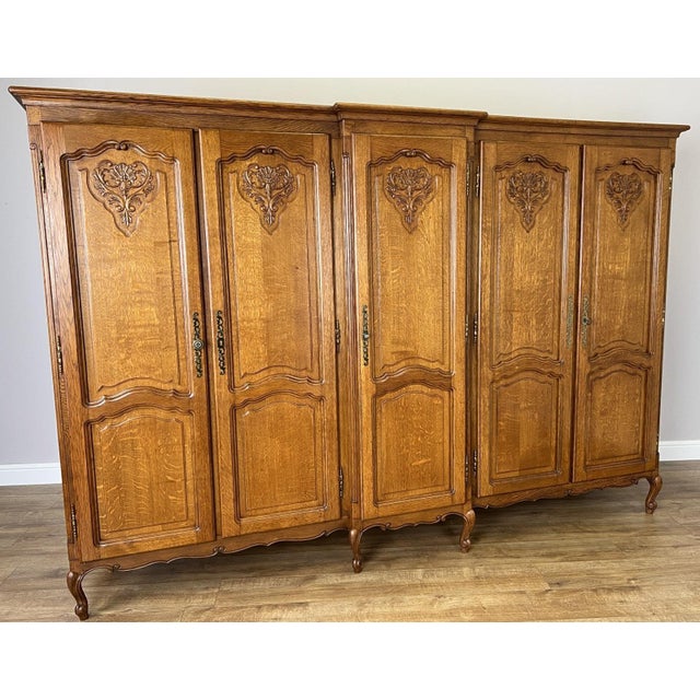 Vintage French Louis XVI Style Wardrobe in Oak For Sale - Image 3 of 14