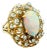 Vintage Italian Opal & Diamond Cocktail Ring | 14k Gold Mid-Century Statement, Size 6 For Sale