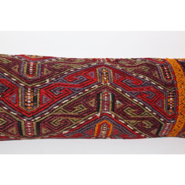Turkish Handwoven Vintage Tribal Kilim Pillow Cover -13'' X 54'' For Sale - Image 9 of 10