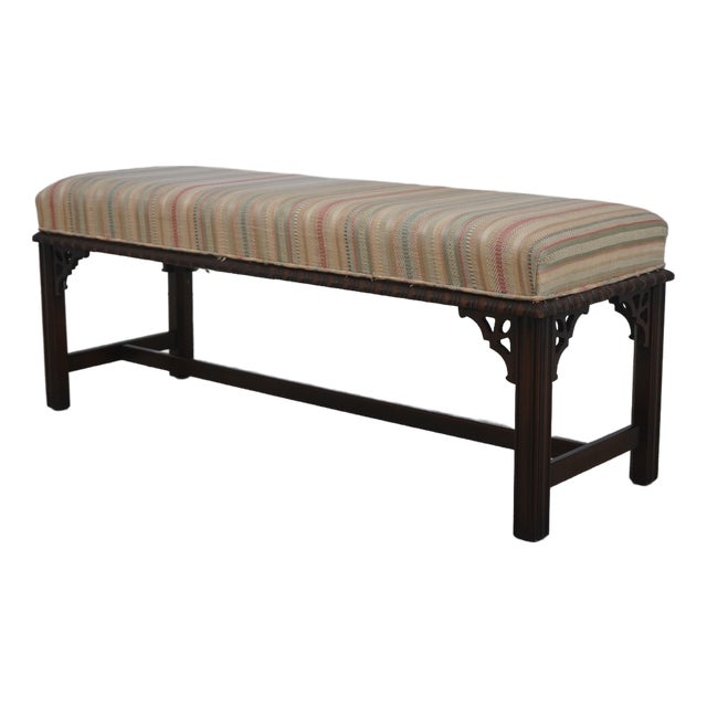 Drexel Heritage Mahogany Chippendale Style Window Bench For Sale