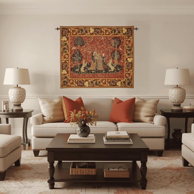 This beautiful tapestry is woven on a jacquard loom by skilled weavers, keeping alive the centuries old tradition of...