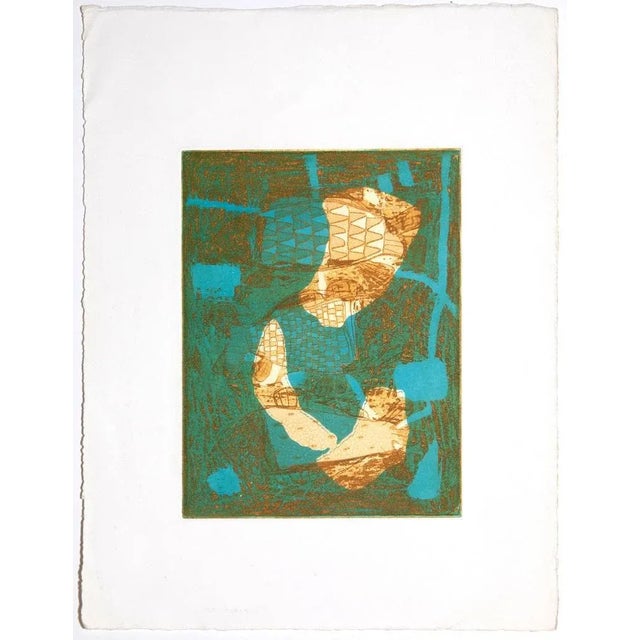 Composition is an original Contemporary artwork realized in the half of of the 20th Century. Original colored Etching on...