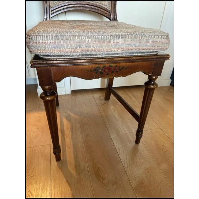 Stunning Vintage French Provincial Balloon Back Side Chair With Hand-Painted Floral Apron, Circa 1940s–1960s For Sale In Los Angeles - Image 6 of 12