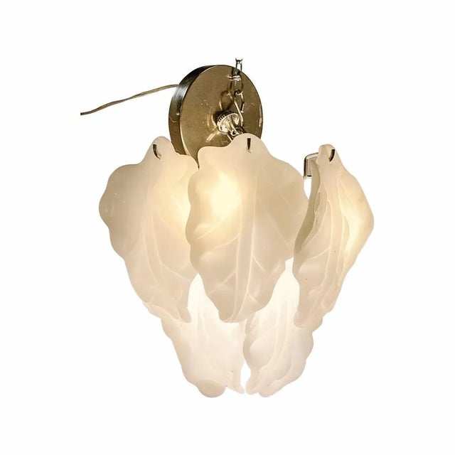Mazzega Murano 1960s Mazzega Murano Style Leaf Design Molded Glass Chandelier For Sale - Image 4 of 5