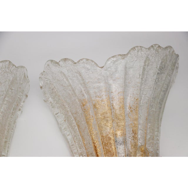 Set of Three Vintage Murano Glass and Brass Wall Sconce, 1970 For Sale - Image 9 of 17