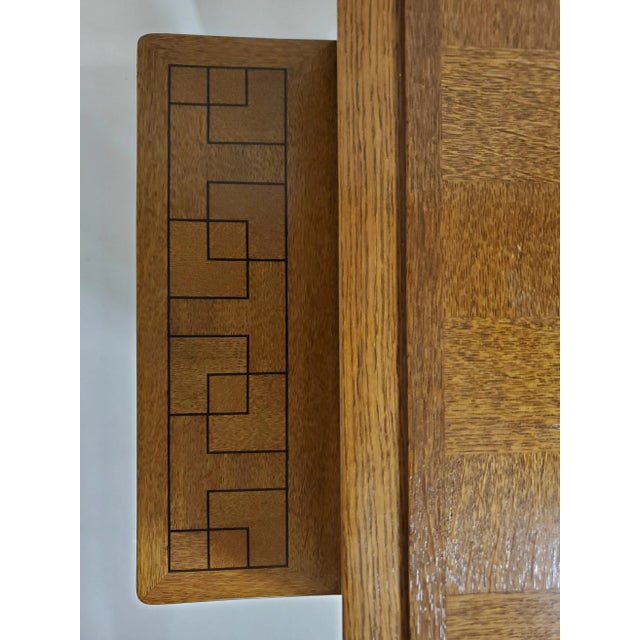 French Art Deco Parquetry Inlaid Oak Winged Side Table Attributed to A. Sornay For Sale - Image 11 of 13