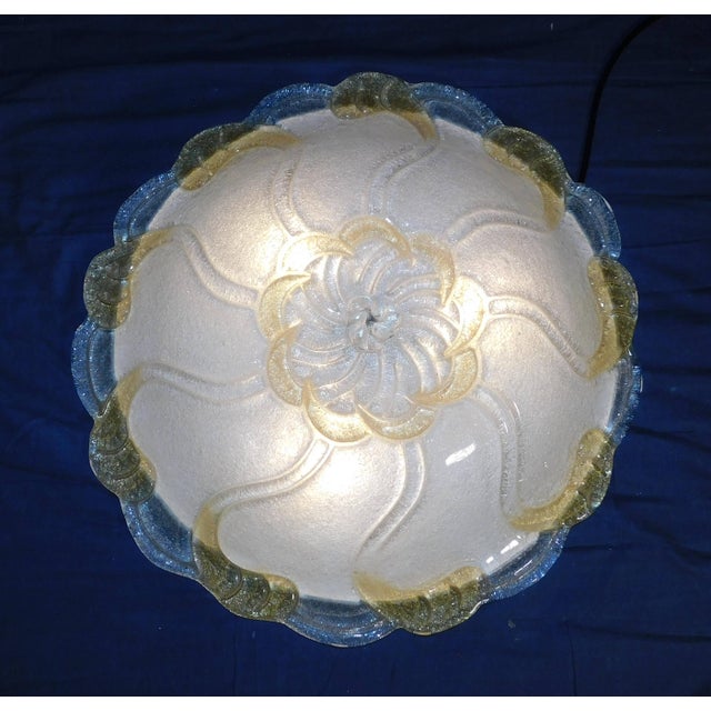 Glass 20th Century Italian Clear and Amber Murano Graniglia Flush Mount For Sale - Image 7 of 9