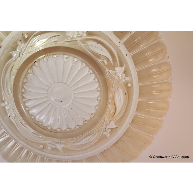 1930s Vintage Mid Century Glazed Glass Ceiling Fixture 16" Shade Only ~ For Sale - Image 5 of 7