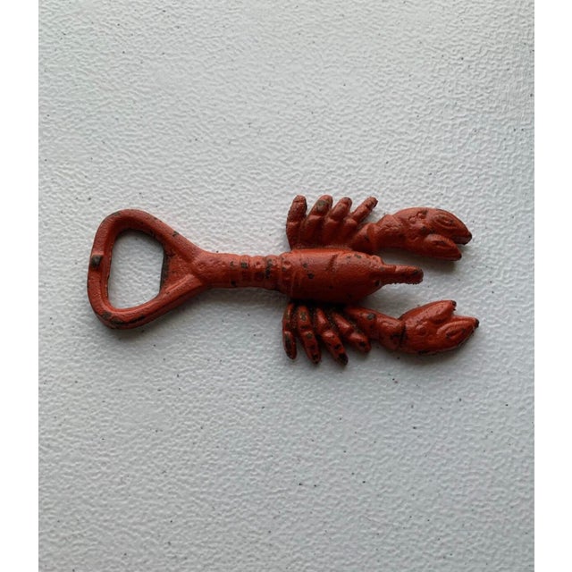 Rustic Vintage Cast Iron Red Lobster Bottle Opener For Sale - Image 3 of 9