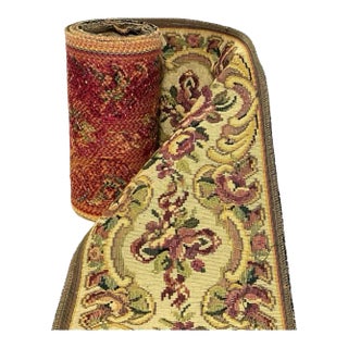 1980s Floral Tapestry Border Fabric- 1-⅝ Yards For Sale